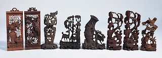 Eight Chinese carved wood panels