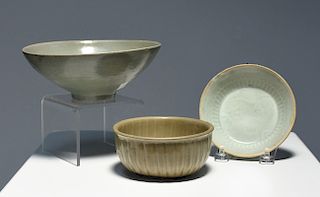 Three celadon bowls