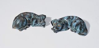 Pair of Chinese glazed watch dogs 