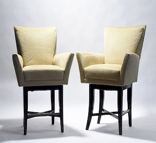 Pair of Deco style seal skin counter chairs