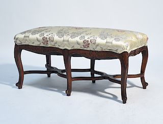 French Louis XV style carved wood bench