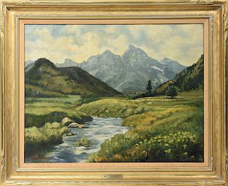 Ruth Koppang oil on canvas of the Grand Tetons