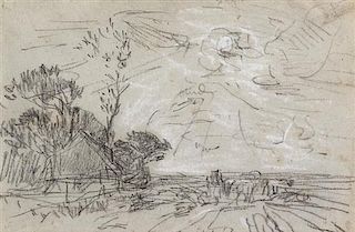 Eugene Boudin, (French, 1824-1898), Landscape in Sunlight (Paysage avec effet de soleil), c. 1869-1873