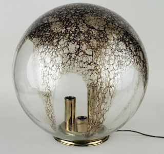 ITALIAN GLASS TABLE LAMP BRASS BASE 3 LIGHT C1960