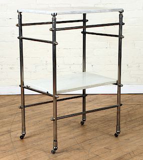 FRENCH CHROME MARBLE TOP PASTRY CART C.1950