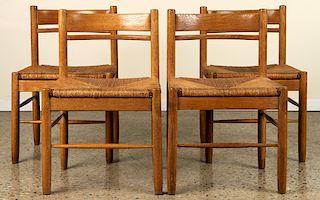 SET 4 FRENCH OAK SIDE CHAIRS CHARLOTTE PERRIAND