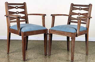 PR FRENCH CERUSED OAK BOW TIE BACK DINING CHAIRS