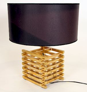 FRENCH BRASS TABLE LAMP CRISS CROSS FORM C.1960