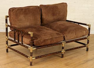 TURNED WOOD BRASS SOFA MANNER BILLY HAINES C.1970