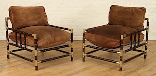 PR TURNED WOOD BRASS ARMCHAIRS MAN. BILLY HAINES