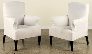 PAIR MID CENTURY MODERN UPHOLSTERED CLUB CHAIRS