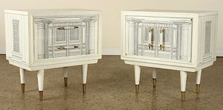 A PAIR FORNASETTI STYLE END TABLES C.1960