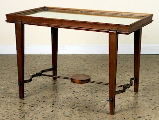 FRENCH MIRROR TOP AND IRON COFFEE TABLE C. 1940