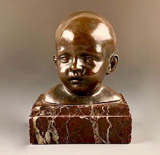 Bronze Head of a Baby, 19thc.