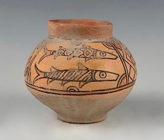 Persian Earthenware Vase with Animal Motif