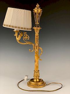 A Gilt Bronze and Marble Boudoir Lamp