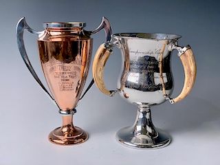 Two Silver Plated Athletic Trophies