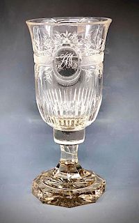 Continental Engraved Glass Goblet, 19thc.