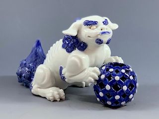 Japanese Hirado Blue and White Porcelain Shi Shi Dog