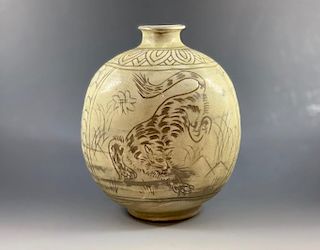 Korean Celadon Tiger Vase