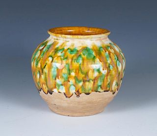 A Chinese Sancai Glaze Vase, Tang Dynasty Style