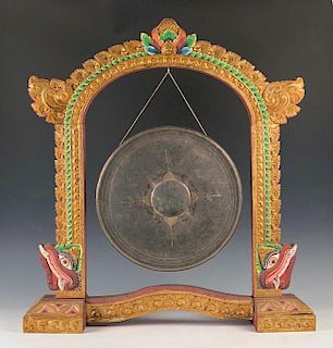 Indonesian Gong with Ornate Frame