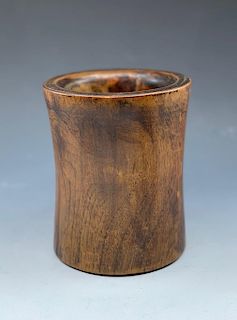 Carved Wood Brushpot, Chinese, 19th Century