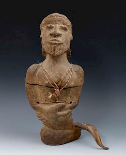 A Rare Ceramic Male Figural Container, Cameroon