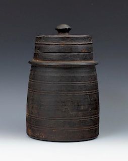 Carved Wood Lidded Storage Jar, African