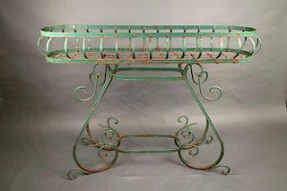 French Green Painted Iron Work Plant Stand