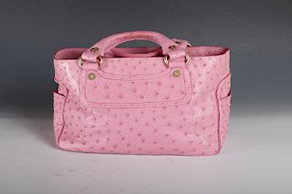 Celine Pink Ostrich Leather Boogie Bag