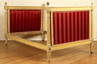 FRENCH PAINTED AND CARVED BED CIRCA 1900