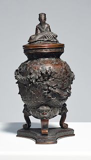 Good 19th C. Chinese bronze figural censer
