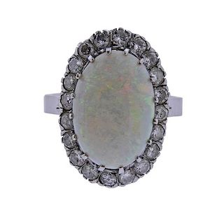 14k Gold Opal Diamond Ring 