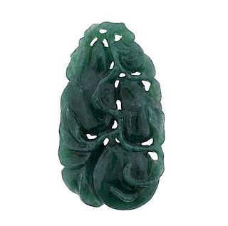 Carved Green Stone Pendant 