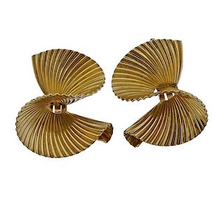 McTeigue Retro 14k Gold Swirl Earrings 