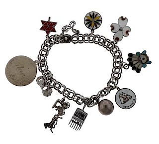 1960s Sterling Enamel Charm Bracelet 