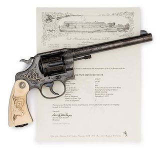 **Colt Factory Engraved Gold Inlaid New Service Revolver 