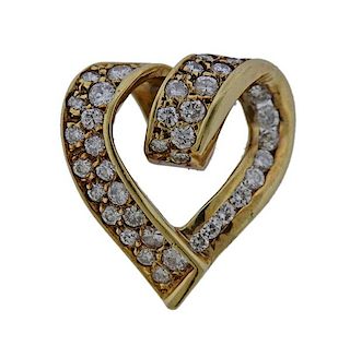 14K Gold Diamond Open Heart Pendant