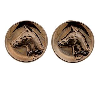 14k Gold Equestrian Horse Head Earrings 