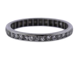 Antique Platinum Diamond Eternity Wedding Band Ring  