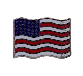 Deakin &amp; Francis Silver Enamel American Flag Lapel Pin
