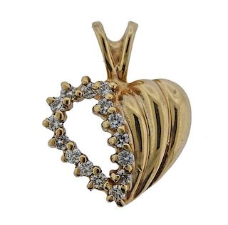 14K Gold Diamond Heart Pendant