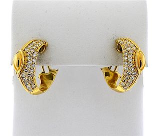 Hammerman Brothers 18K Gold Diamond Earrings