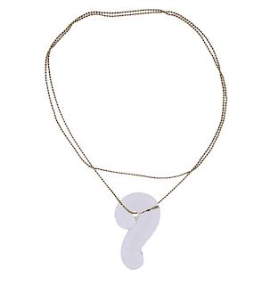18K Gold Clear Stone Pendant Necklace
