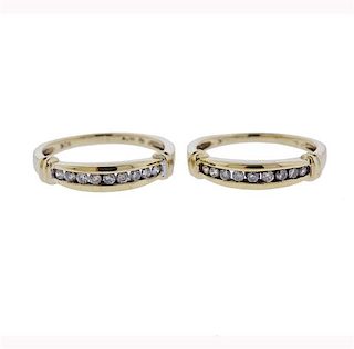 10k Gold Diamond Wedding Ring Set of 2