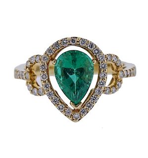 Certified 1.58ct Emerald Diamond 14k Gold Ring 