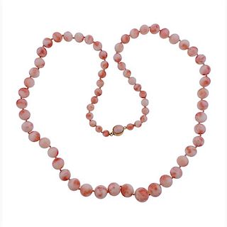 10k Gold Coral Bead Necklace 