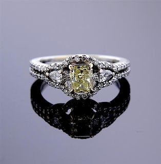 EGL 0.67ct Yellow Diamond 18k Gold Ring 