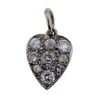 Antique 14K Gold Diamond Heart Charm Pendant